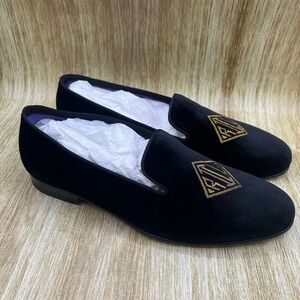 Ralph Lauren Purple Label Alonzo Men's Size 10.5 D Velvet Loafers Black Slippers